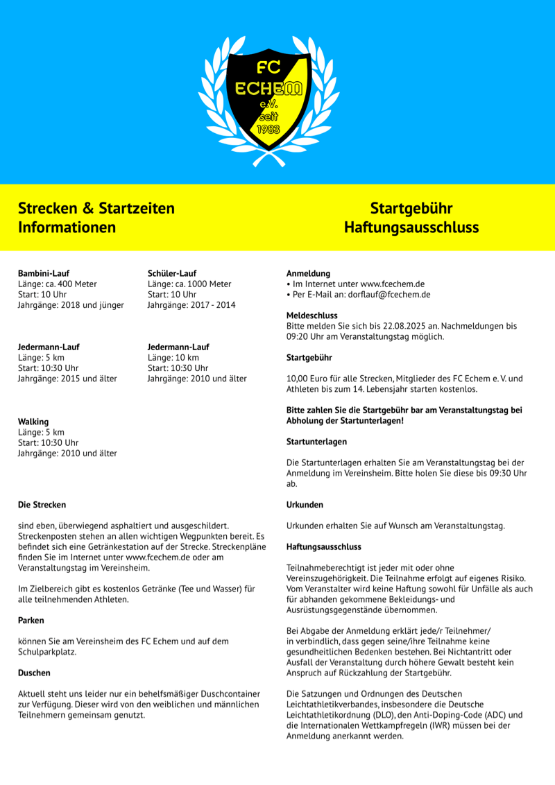 16. Echemer Dorflauf Bedingungen