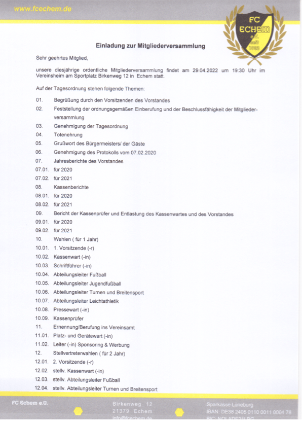 Tagesordnung JHV 2022 - 1
